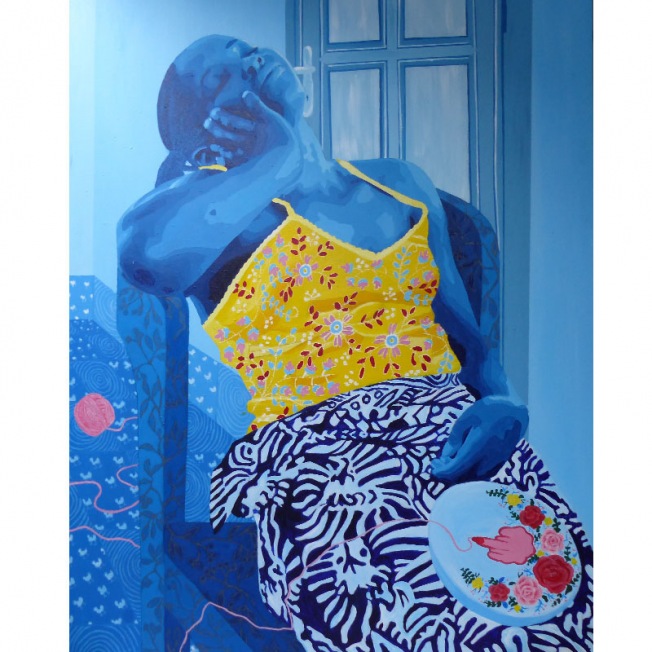 Portrait de femme, une peinture de Moufouli Bello